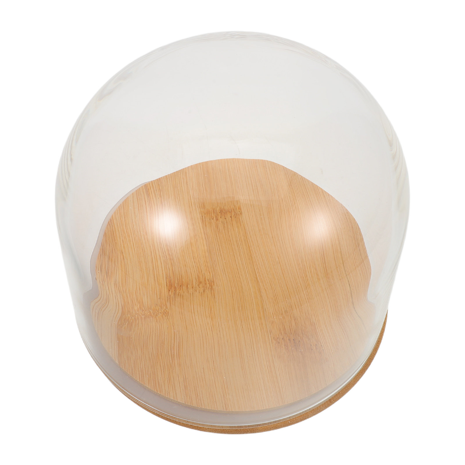 Plastic Dome Clear - Klare Glasglocke mit versiegeltem Bambusfuß für